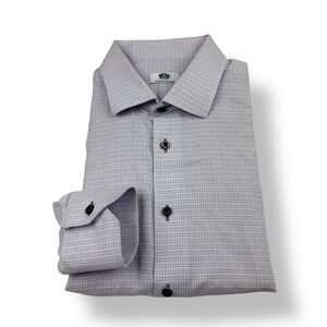 Oxford Clothes Custom Made Men Dress Shirt Purple Check Pattern Long Sleeve